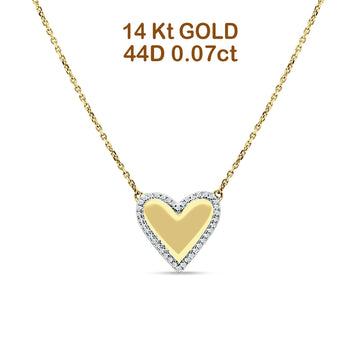 Heart Pendant Diamond Necklace 14K Yellow Gold 0.07ct Wholesale